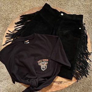 Suede Fringe Harley Davidson skirt.